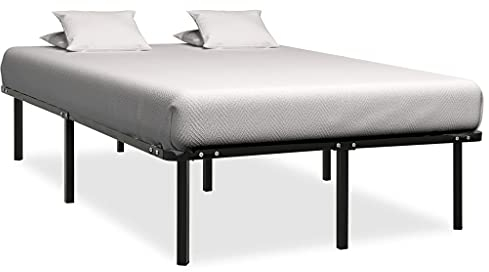 vidaXL Bettgestell Metallbett Bett Schlafzimmerbett Doppelbett Schlafzimmermöbel Ehebett Bettrahmen Lattenrost Schwarz Metall 180x200cm