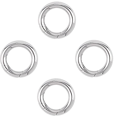 ANCLLO 20 Stück Federringe aus Legierung, rund, Karabiner, Karabinerhaken, Trigger-Feder, Schlüsselanhänger, Schnalle, DIY-Zubehör, für Handtasche, Geldbörse, Schultergurt, 17 mm, silberfarben