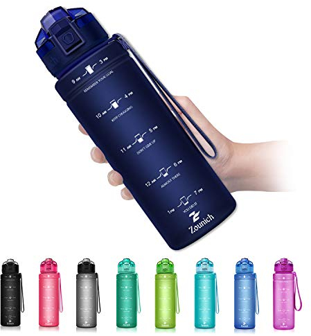 ZOUNICH Tritan BPA-freie Wasserflasche mit Zeitmarkierung – 907 ml,680 ml, dass Sie den ganzen Tag über genug Wasser trinken, für Fitness und Outdoor-Aktivitäten