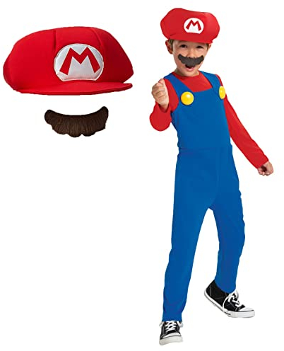 SUPER MARIO Disguise Offizielles Nintendo Kostüm Mario Kart Kostüm Kinder Jungen Faschingskostüme Kinder M, Blau