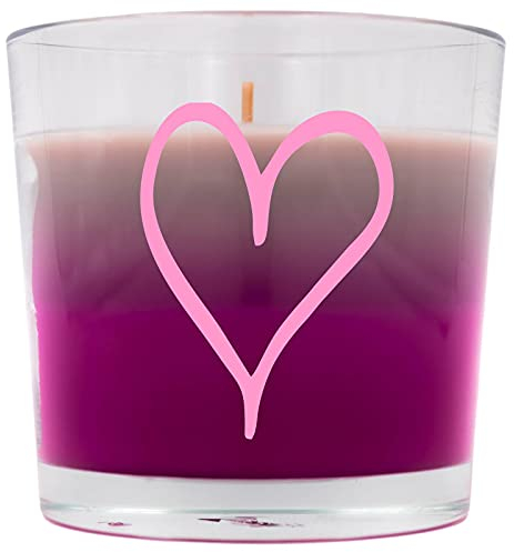 WB wohn trends Duft-Kerze mit Spruch, großes Herz, 9x9,5cm rosa pink grau, frischer Sommer-Duft Duft-Windlicht