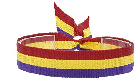 BDM Pulsera de Hombre y Mujer de Tela Trenzada con la Bandera de la Republicana de España. Ajustable Ancho 15 mm