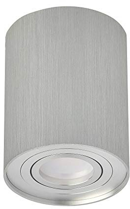 LED Aufbauleuchte Silber/Edelstahl gebürstet 5 Watt warmweiß GU10 230V - Ø97x125mm Aufbaustrahler Aufbau Spotlight Deckenlampe Loft Aufbauleuchte Aufbau-Spot Decken-Strahler