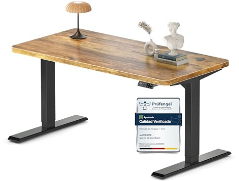 MAIDeSITe Höhenverstellbarer Schreibtisch (140x70cm), Höhenverstellbar Stehtisch Elektrisch, Energieeffizient Flüsterleiser Dualmotor Traglast 160kg Mit Kollisionsschutz Funktion - S2 Pro