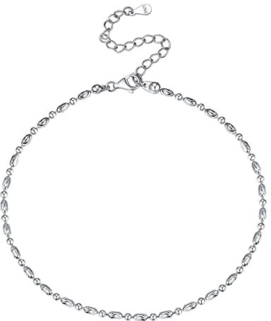 Bracelet Cheville Femme Argent 925 Chaîne de Cheville Maille Boule