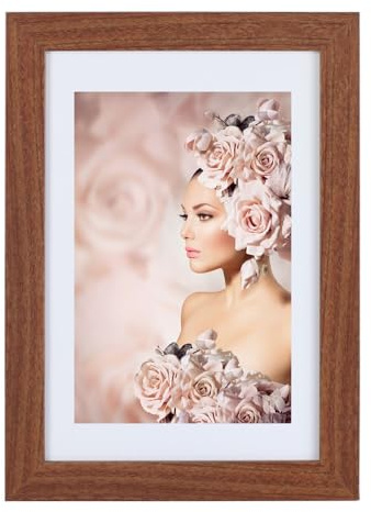 IDEAL TREND Bilderrahmen Holz Rahmen Plexi Acryl Collage Wanddeko Poster quadratisch S215: Farbe: Braun | Format: 20x20