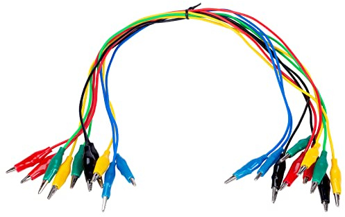 R-TECH 524613 Pk of 10 Croc Leads (Red,Black,Blue,Green,Yellow) 460mm