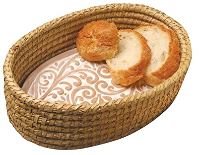 Cesta calentadora de pan con piedra – Cestas de pan para servir tortilla, masa madre, regalos de inauguración de la casa, terracota, regalo de panaderos para cocina, panadería, mujeres, hombres,