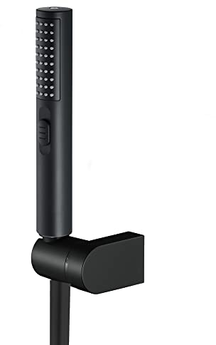Boyuan Duschkopf 2 Ausgang Handbrause Wandmontage Stabhandbrause Duschkopf Wassersparend ABS Handheld Duschbrause mit 150cm PVC-Schlauch, Verstellbarer Ständer,Schwarz