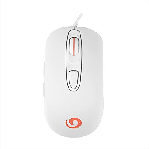 Nuwo Loki Mouse da Gaming con Filo USB, Mouse Ottico per PC Portatile Ergonomico, 6 Pulsanti Programmabili, 4 DPI Regolabile (800/1200/1800/2400), 7 Colori LED - Bianco