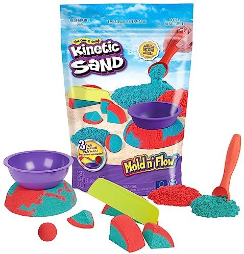 Kinetic Sand Mold n' Flow Set - 680 g original magischer Indoor-Sand in zwei Farben und 3 Werkzeuge für unendlich kreativen Spielspaß, für Kinder ab 3 Jahren