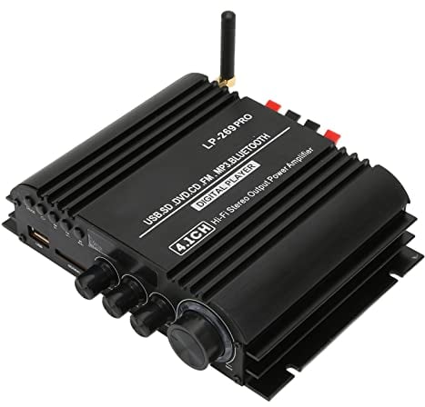 Bluetooth 5.0 Verstärker, HiFi Klangqualität Stereo 4.1 Kanal UKW Radio Geräuscharmer USB Speicherkartenanschluss Multi Wiedergabeverstärker mit Fernbedienungen, SPDIF Übertragung 100-240 V(EU)