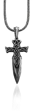 BySilverStone Jewelry - Collar De Plata Con La Lanza Del Dios Odín Gungnir, Cuchillo De Odín Con Nudo Vikingo Grabado, Collar Con Lanza De Gungnir De La Mitología Escandinava