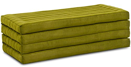 livasia Nachhaltige Klappmatratze aus Kapok - 200x110x8cm - breite Gästematratze, Faltbare Matratze, ökologische Yogamatte, klappbares Gästebett, Liege für Garten und Balkon (Grün Uni)