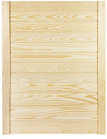 DecoMeister Lamellentür 594x766 mm Holztür Natur mit geschlossenen Profilbretter für Schränke, Regale, Möbel aus Kiefer Holz unbehandelt einzeln