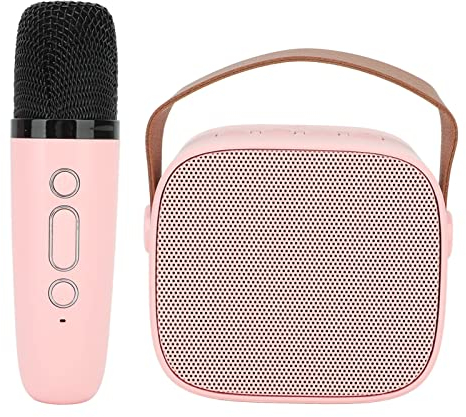 Kinder-Karaoke-Maschine mit Drahtlosen Mikrofonen, Tragbare Premium-Mini-Karaoke-Maschine, Bluetooth-Lautsprecher für Erwachsene, Karaoke-Spielzeug, Geschenke für Mädchen (Rosa)