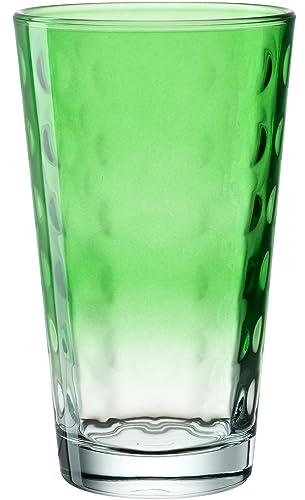 LEONARDO Optic XL Trinkglas - Großer Becher aus hochwertigem buntem Glas - Inhalt 540 ml - Spülmaschinenfest, robust - 1 Stück in hellgrün