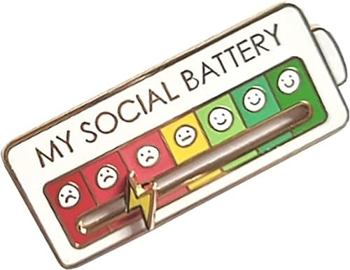 MBELLO Social Battery Pin, interaktive Emaille Pins, lustiger Social Battery Pin, Emaille Mood Pin für 7 Tage die Woche, funktionale Brosche (White)