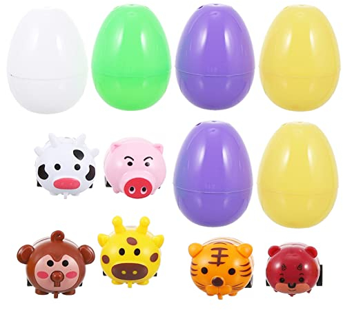 Toyvian 1 Satz Eier Aus Tierkarren Ostern Offene Eier Osterei-Spielzeug Auto Zurückziehen Osterei Liefert Osterparty Gefallen Spielzeug Gefüllte Eier Plastik Wagen Kind Geschenkbox