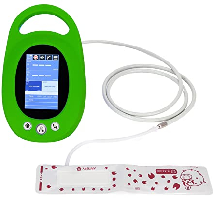 Tierarzt-Blutdruckmessgerät, Tragbarer Großer Farbbildschirm, Veterinärkontinuierlicher Vitalzeichenmonitor, Hochleistungs-Akku-Touchscreen für Hunde (Grün)