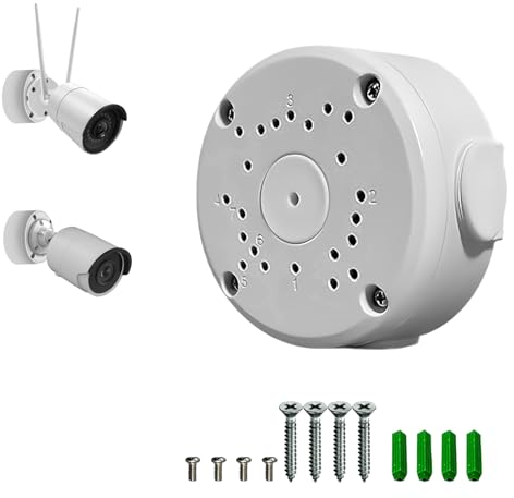 WiTi Abzweigdose tiefer Sockel für Überwachungskameras,Kabelmanagementbox für CCTV IP-Kameras Dome und Bullet-Typ,solide Metallmontagebox für WiFi-Kamerasysteme (1 Platte)