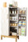 HOLTICO Pantry Cupboard, Freestanding Cabinet With Doors & Adjustable Shelves - White & Gold, For Kitchen, Bathroom, Living Room