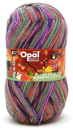Opal Pullover/Sockenwolle Laubgeflüster,4-fädig,100g/425m,75% Schurwolle/25% Polyamid,NS 2-3, (11250 Beerenfrühstück)