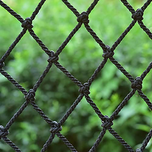 AiQima Klettergerüstnetz, 10 mm Nylon-Netz, Sicherheitsnetz, Schutznetz, Kleidung, Laden, Anhänger, Baumhaus, Kletternetz (Größe: 3 x 4 m, Farbe: Schwarz)