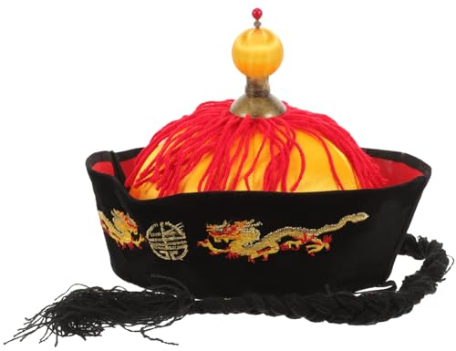 ifundom Chapeaux De Cosplay De Fête Chapeau Chinois Avec Tresse De Chinois Traditionnel Oriental Asiatique Antique Couronne Carton Et Flanelle