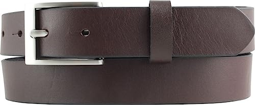 BELTINGER Überlängen-Gürtel für Herren aus Vollrindleder 3 cm | Ledergürtel mit silberner Gürtelschnalle 30mm | Hochwertiger Anzuggürtel | Braun 120cm