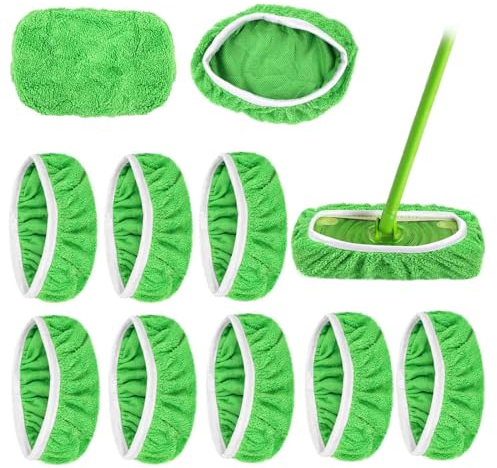 8 Unidades de paños de Suelo, Reutilizables paños Planos de 25,4 x 11,5 cm, mopa húmeda para Sweeper Dust Mop, paño Lavable para la Limpieza de Suelos Duros, Suelos de Madera,