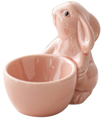 MOFIC Eierbecher aus Keramik, niedlicher Osterhasen-Eierbecher, Ostereierhalter, Eierbecher, Hasen-Eierhalter für Ostertisch, Heimdekoration (Rosa)