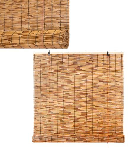 ORANGES Bambusrollo Aussenbereich Sonnenschutz Bambus Rollo Jalousine Holz Rollo 70cm Breit x 100cm Hoch Braun Verdunkelungsrollo Außen Innen