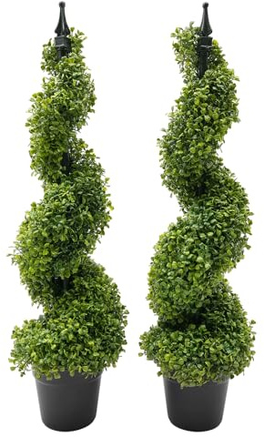GramStudio 2 plantas artificiales grandes para exteriores, 90 cm, plantas artificiales para exteriores, jardín, balcón, decoración exterior