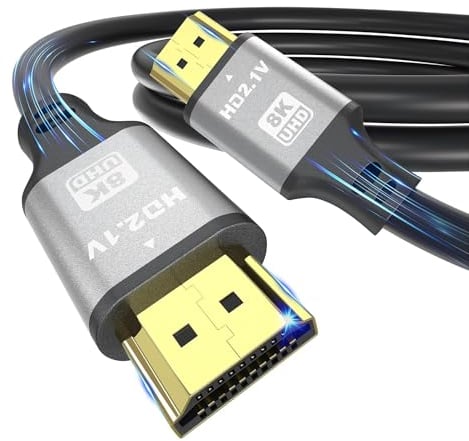 jojobnj 8K HDMI Kabel 2m, High Speed HDMI Kabel 48Gbps 8K@60Hz 4K@120Hz, HDCP 2.2 & 2.3, DTS:X, HDR 10 Kompatibel mit Roku TV/eARC/3D/PS5/HDTV/Laptop/Blu-ray