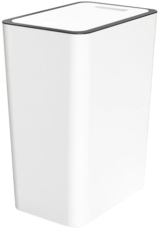 Miskall 15L Poubelle à Pression avec Couvercle, Couvercle Pop-up en polypropylène Poubelle en Plastique pour Salle De Bain Toilettes Cuisine Blanche