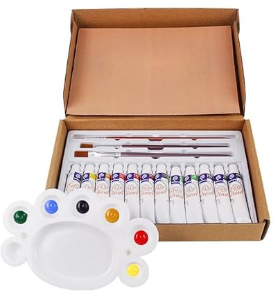 CHUMIRRY 12 Colors Gallery Stained Glass Painting Set, High Saturation Color Glass Pigment, Includes Palette and Brush Non-Toxic Window Glass Paint for Beginners and Artists (12x12ml)
