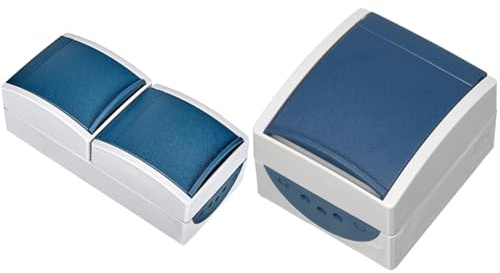 20-02 EBW-53 SCHUKO® Zweifachsteckd. BUSCH-JAEGER 20-02 EBW-53 & 20EW-53 SCHUKO Steckdose mit Klappdeckel grau/blaugrün 20 EW-53, 83x74x55