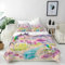 ANHOPE Regenbogen Einhorn Florale Bettwäsche Set Microfaser Bettbezüge mit Reißverschluss 2 Teilig Bettbezug 135x200 cm + Kissenbezug 80x80 cm Weich Bettdeckenbezug Set für Kinder Mädchen