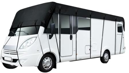 iDMRURvm Wohnwagen Abdeckung Wohnwagen Schutzhülle Wohnwagen Wohnmobil Schutzdach Dachschutzplane Abdeckung Schutzhülle 210D (7.5 x 3 m)