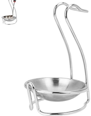 GlobleGarden Stainless Steel Spoon Rest, Swan-Shape Stainless Steel Single Ladle Holder, Vertical Spoon Rest, Cooking Utensils Stand for Kitchen
