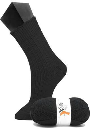 ElbSox Pier 4-4fach Sockenwolle - 100g Wolle als Knäuel mit einer Lauflänge von ca.420m - reicht für ein paar Socken bis Größe 46 - Farbe 001 - Ankerschwarz