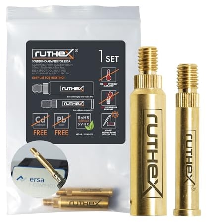 ruthex 2x Lötspitzen Adapter ERSA Serie 832, 842 & 102 - Lötkolbenspitze kompatibel mit ERSA Lötkolben i-Tool Pico, PTC 70 für ruthex Lötspitzen zum Einsetzen von Gewindeeinsätzen im 3D-Druck