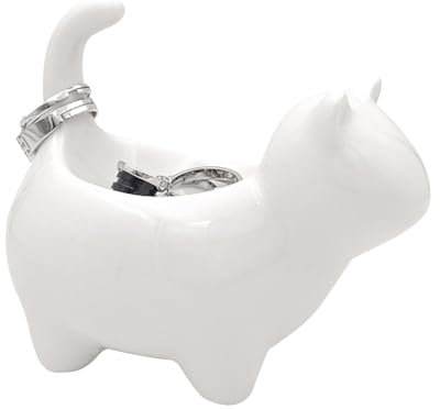 Ceramic Earring Stand, Cat Design Ring Holder, Earring Storage Organizer, Cat Shaped Trinket Tray, Elegant Cat Jewelry Stand with Charming Design for Home Dresser Jewelries