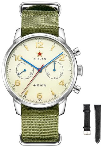 TOPHILL Seagull 1963 Herrenuhr Classic 40 mm Fliegeruhr Chronograph, mechanisches Uhrwerk ST1901, Saphirglas, Edelstahlgehäuse Wird mit schwarzem Riemen geliefert