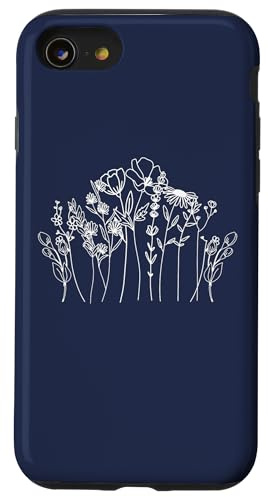 Navy Blue Aesthetic Cute Wildflowers Women Floral Daisy Case for iPhone SE (2020) / 7 / 8