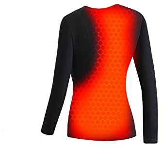 Beheizbare Unterwäsche Damen Sale Fleece Beheizte Unterwäsche Frauen Elektrisch Beheizbare Pyjama USB Thermo Langarm Oberteile Thermounterwäsche Unterhemd mit Heizung Waschbar Heizung Hemd Loungewear