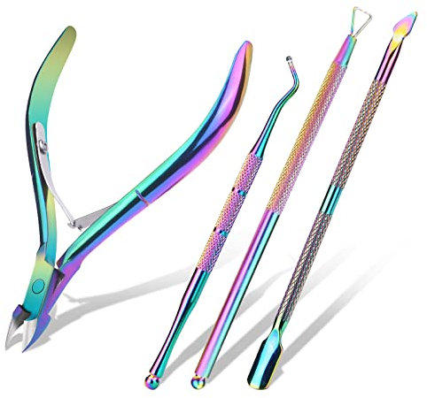 ACWOO Pinces à Cuticules, 4 in 1 Trousse D'entretien des Cuticules avec Coupe Cuticule, Professionnel en Acier Inoxydable Outils de Manucure Pédicure pour Les Ongles et Les Ongles des Pied