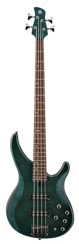Yamaha TRBX604 4-String Flamed Maple Bass Guitar, Indigo Blue