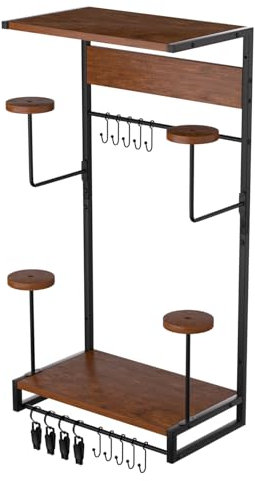 Vieshful Motorcycle Helmet Holder Wall Mount, Helmet Stand with 4 Glove Clips, Helmet Hanger for Motorcycle Accesories Storage